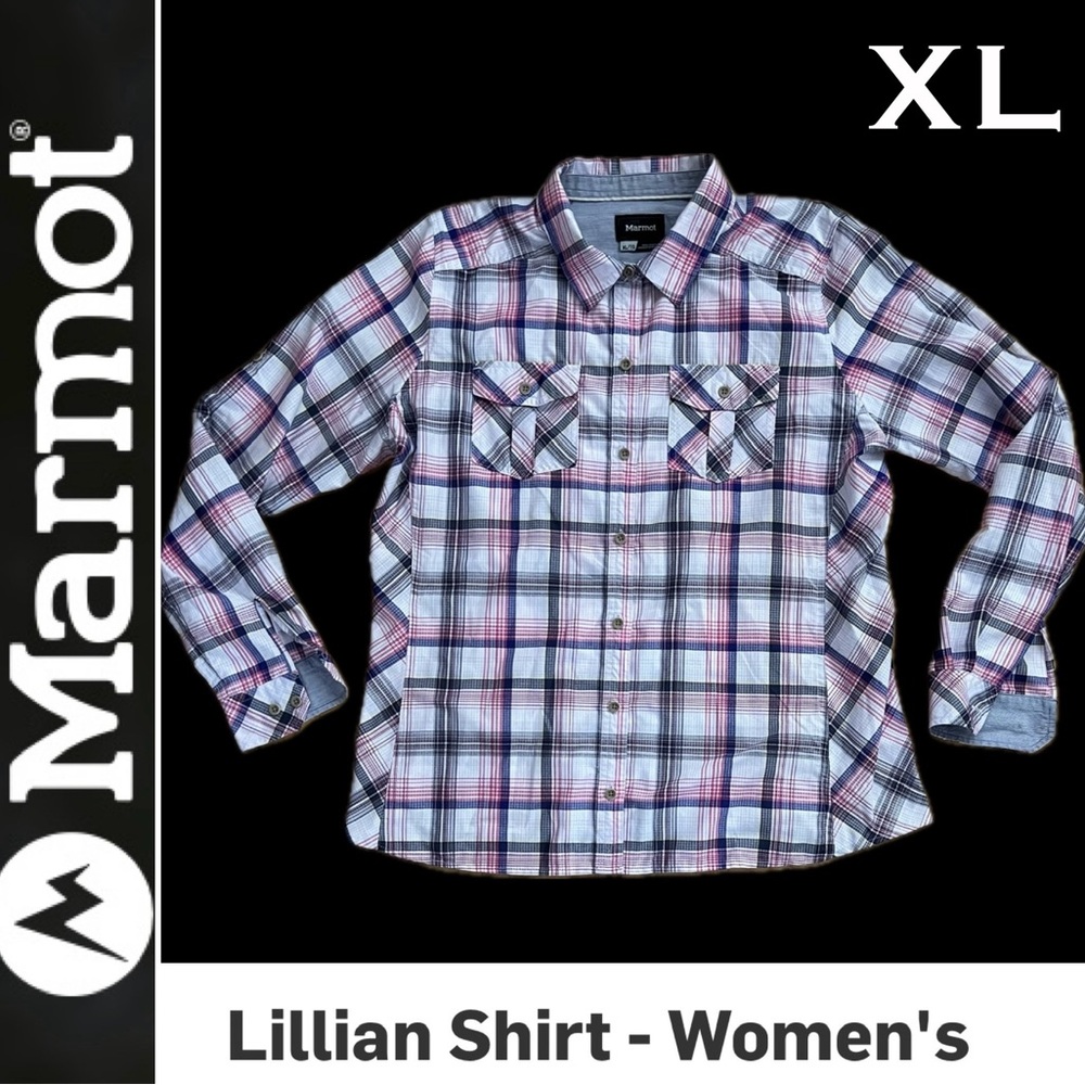 💜Lillian Casual Plaid Shirt - Blue / Purple / Pink /White | Marmot Women's XL